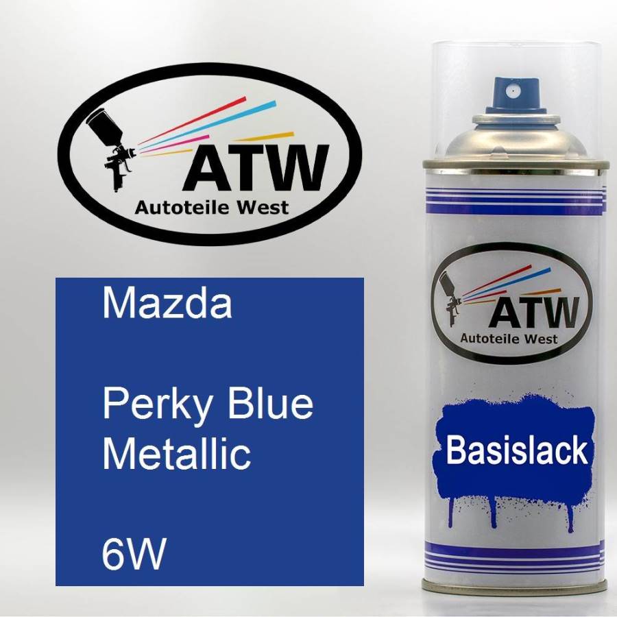 Mazda, Perky Blue Metallic, 6W: 400ml Sprühdose, von ATW Autoteile West.